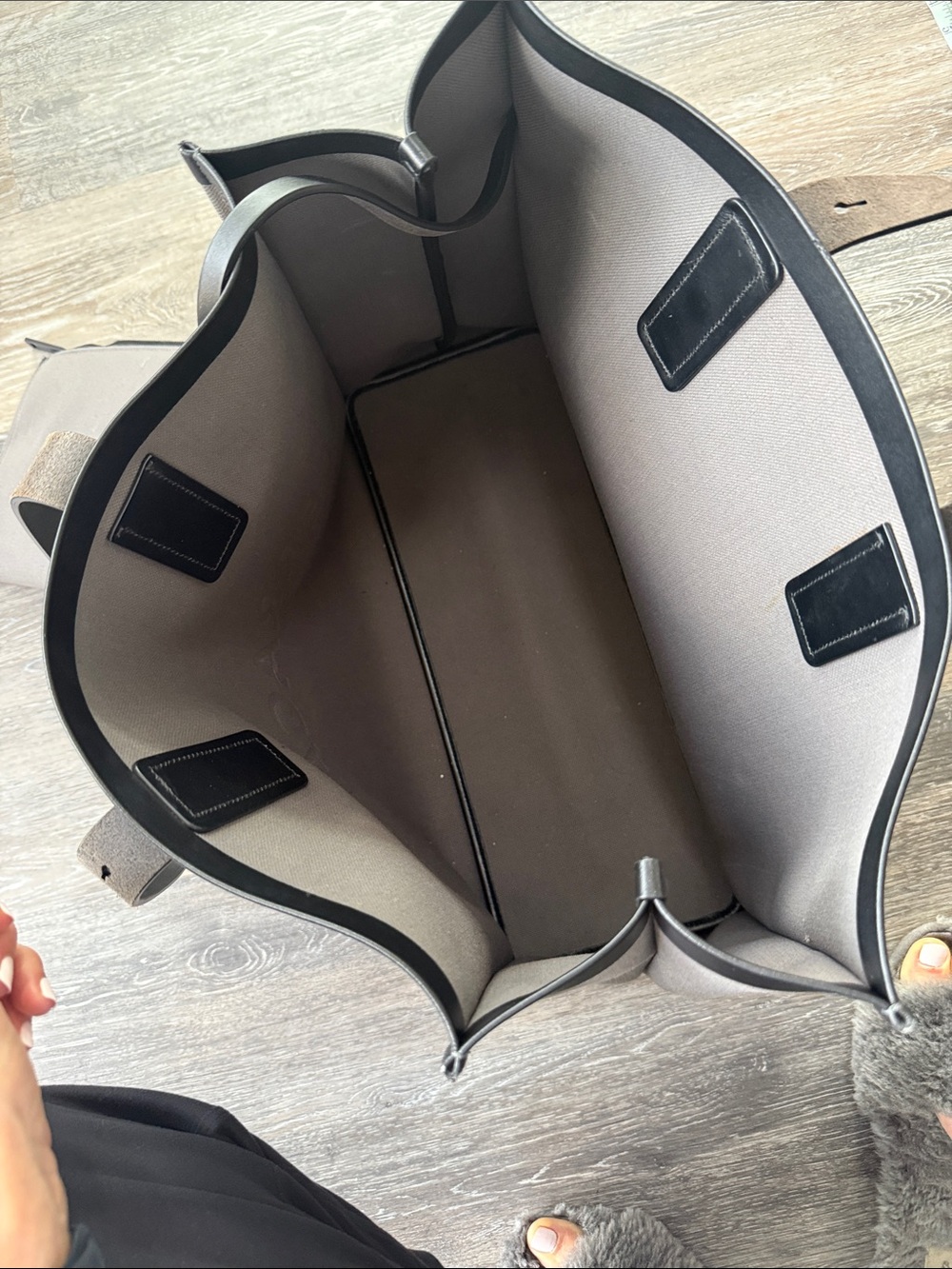 Salvatore Ferragamo Grey and black Canvas Logo Tote with Black Trim - Picture 6 of 8